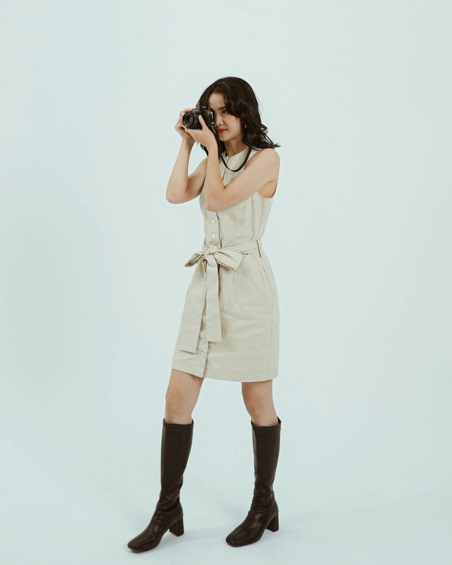 All Time '23 - Round Neck Sleeveless Shirt Dress