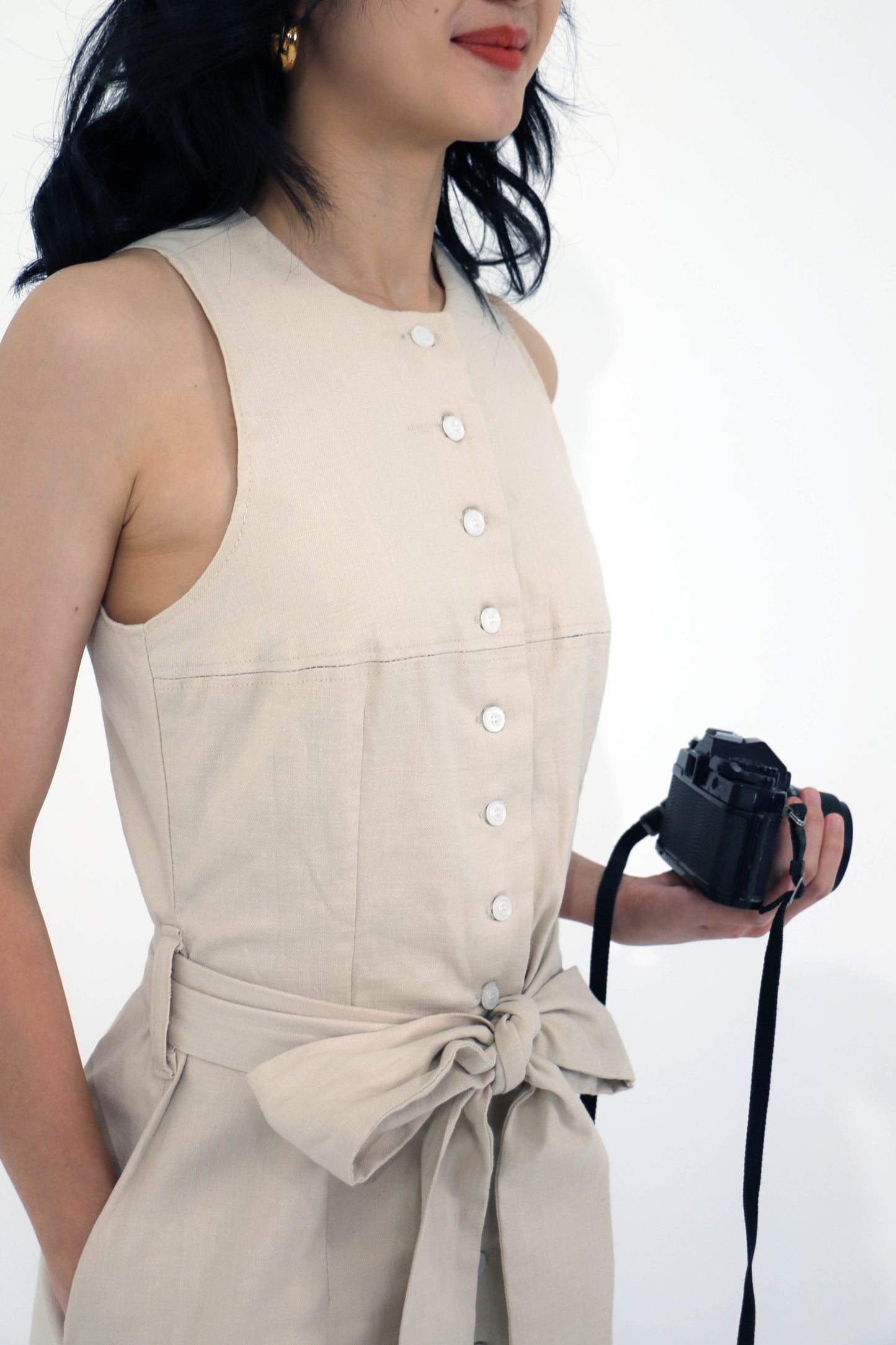 All Time '23 - Round Neck Sleeveless Shirt Dress