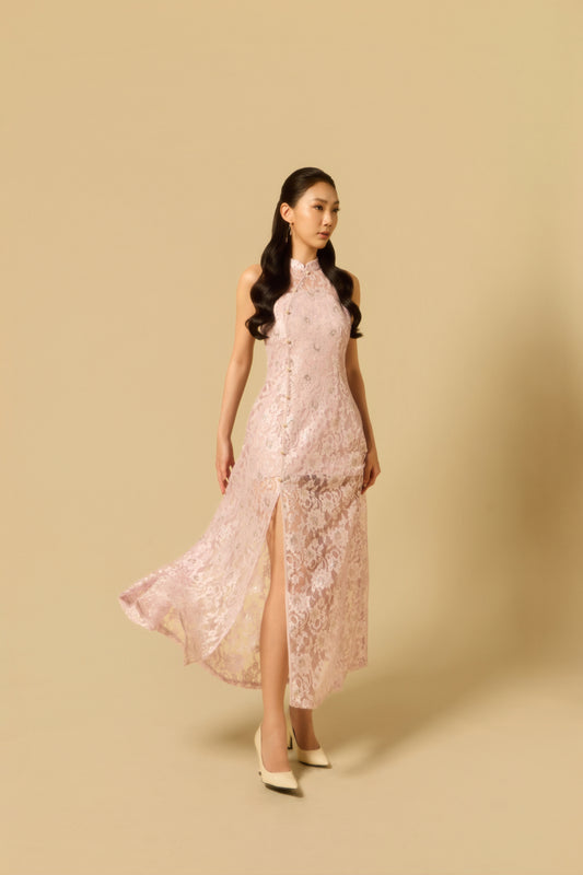 Lacey Halter Dress in PINK