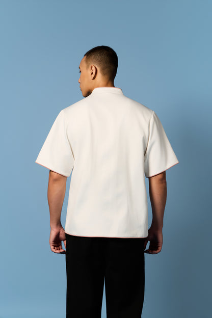 Piped Men’s Top in White
