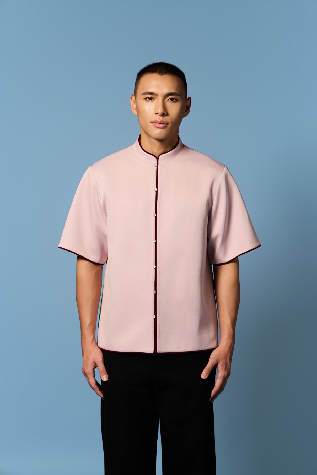 Piped Men’s Top in Pink