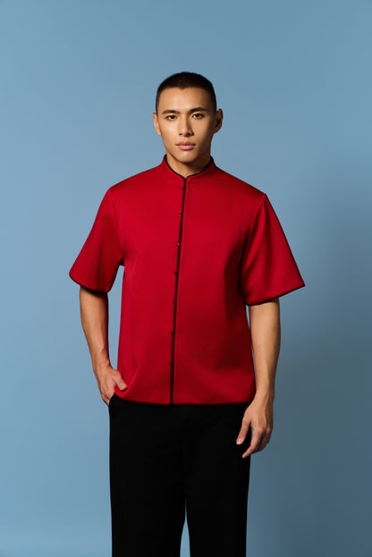 Piped Men’s Top in Red