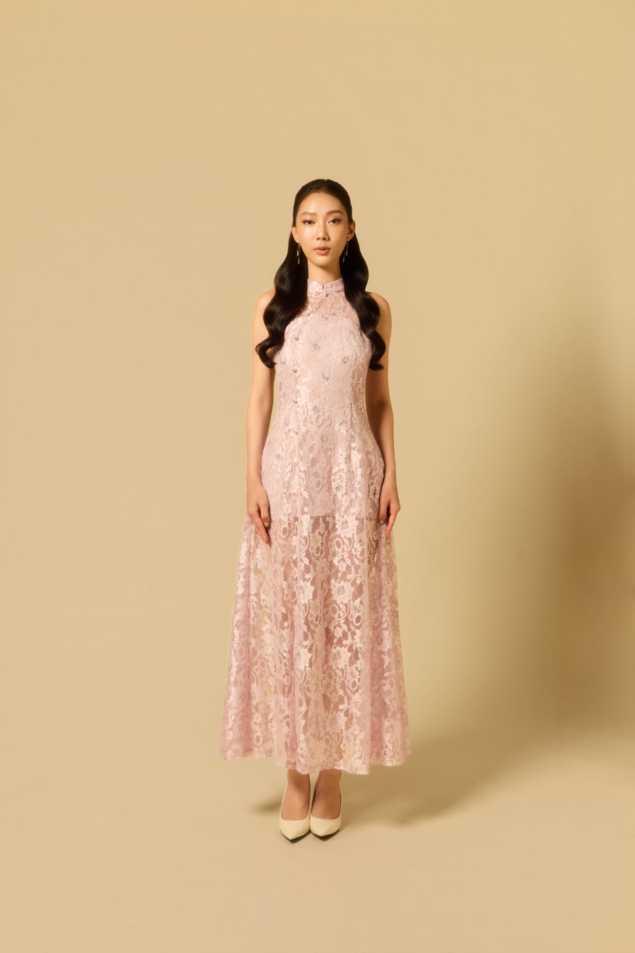 Lacey Halter Dress in PINK