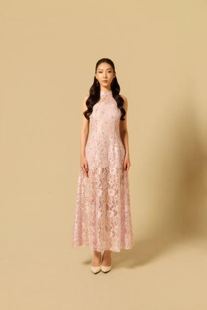 Lacey Halter Dress in PINK