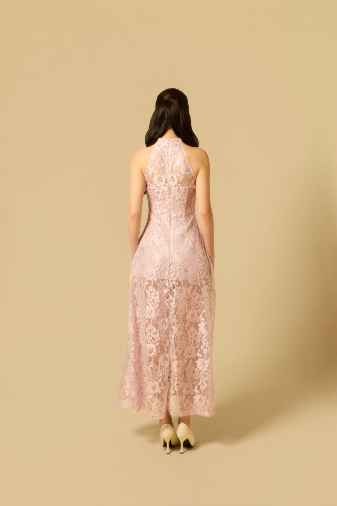 Lacey Halter Dress in PINK