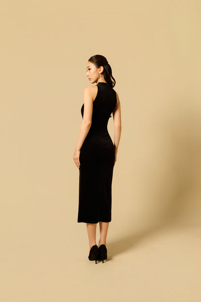 Velvet Vase Dress in BLACK
