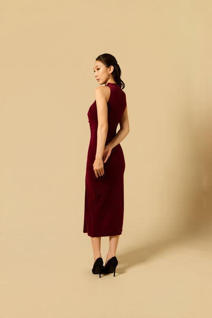 Velvet Vase Dress in MAROON