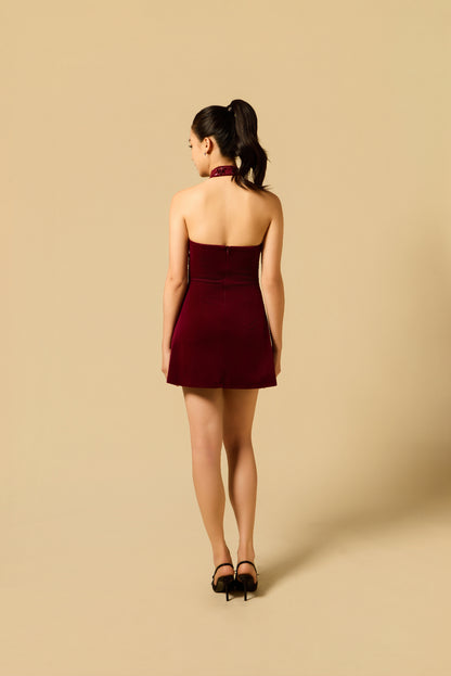 Velvet Tube Dress in MAROON