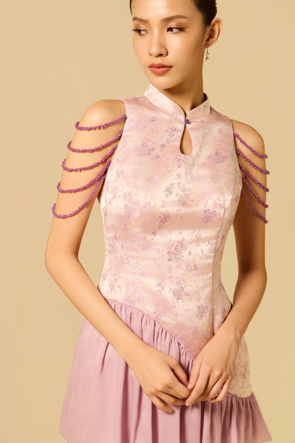 Puffy Hem Mini Dress in LILAC