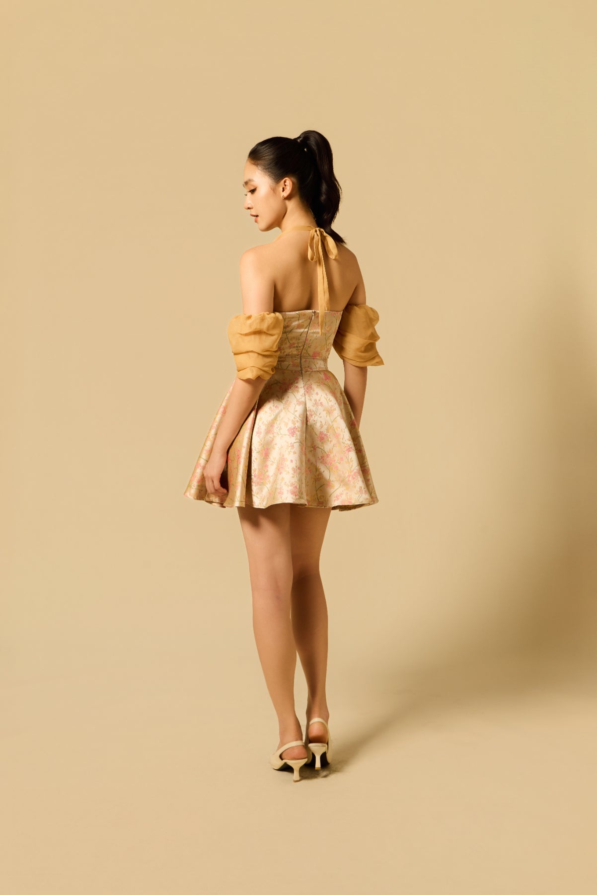 Tube Top Flare Dress in GOLD