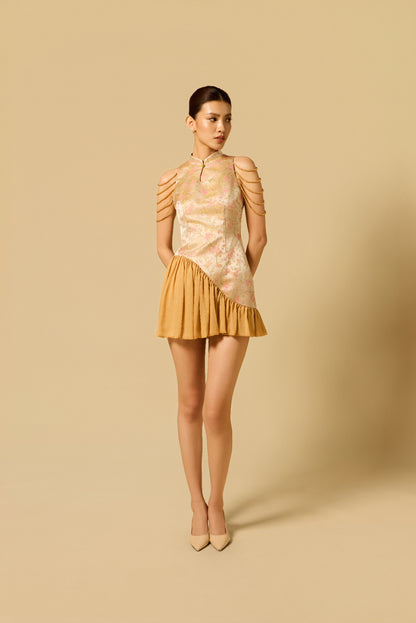 Puffy Hem Mini Dress in GOLD