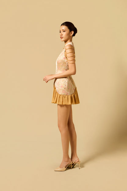 Puffy Hem Mini Dress in GOLD