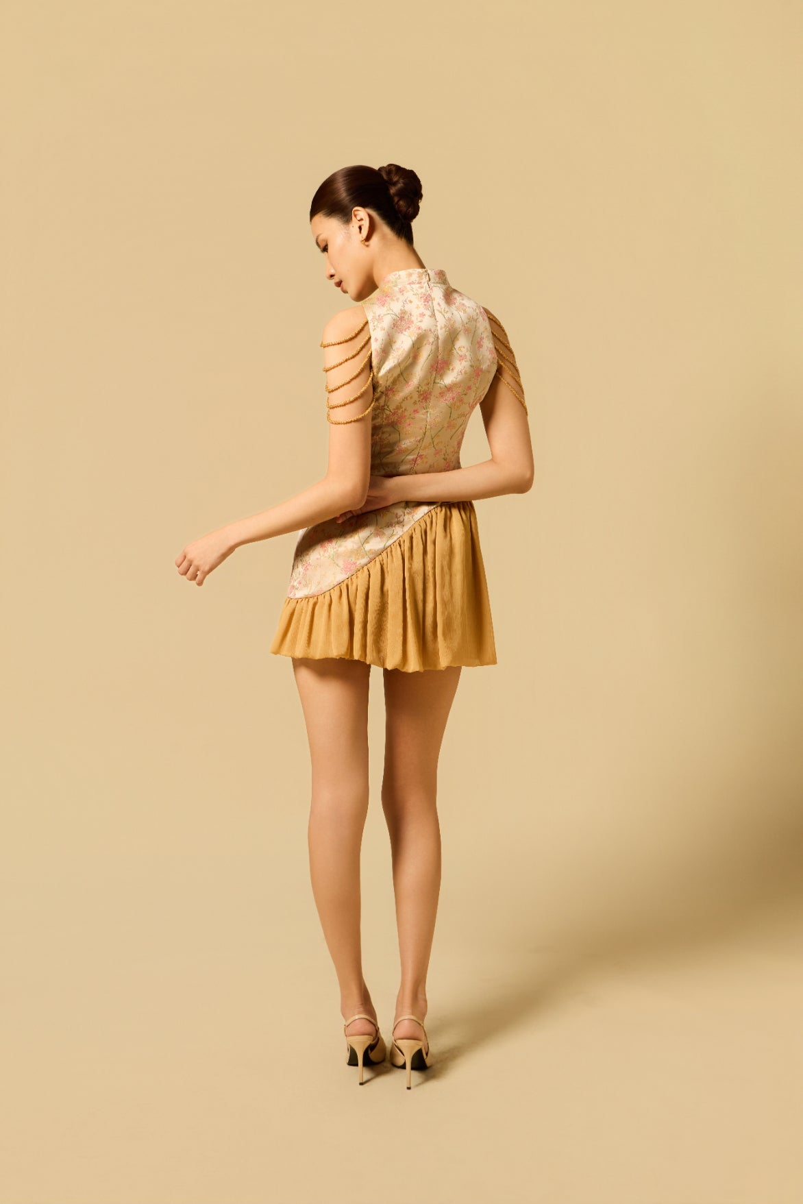 Puffy Hem Mini Dress in GOLD