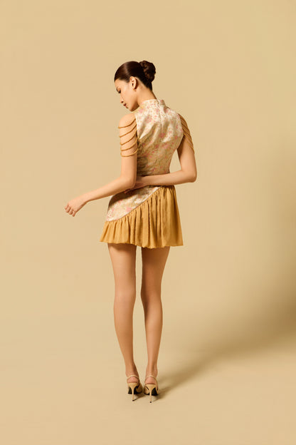 Puffy Hem Mini Dress in GOLD