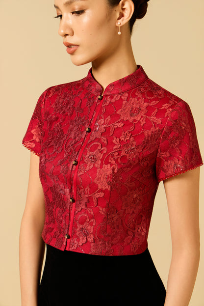 Lacey Crop Top in RED