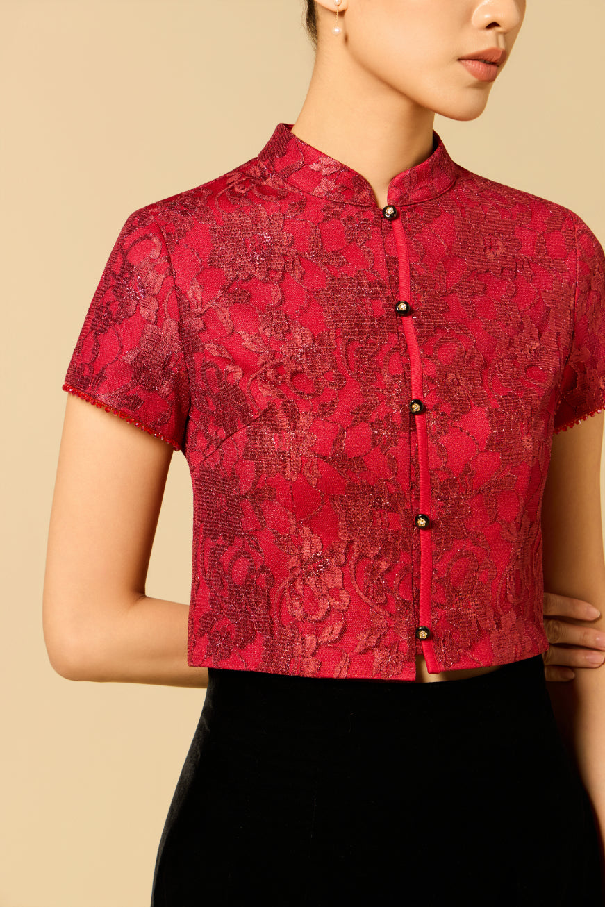 Lacey Crop Top in RED