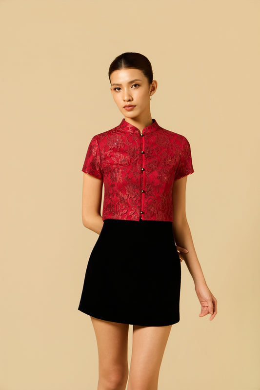 Lacey Crop Top in RED