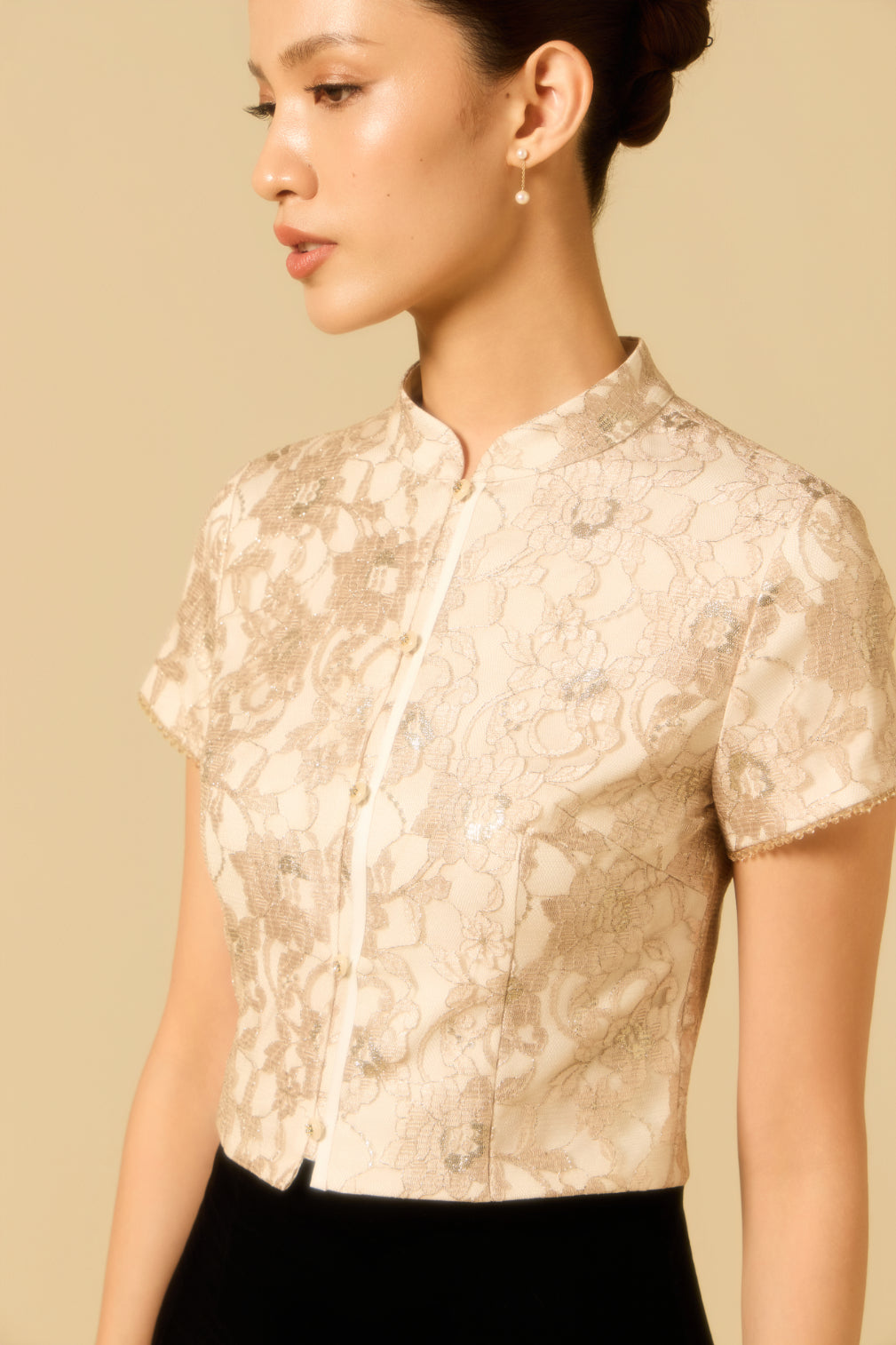 Lacey Crop Top in LIGHT GOLD