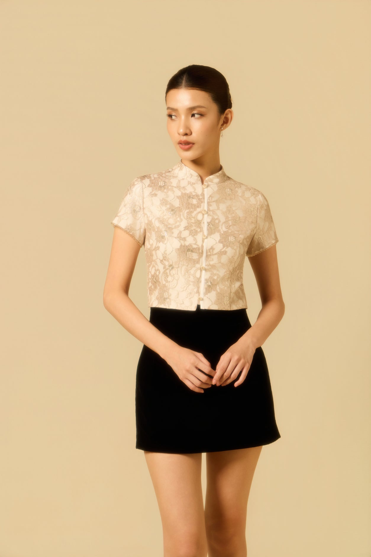 Lacey Crop Top in LIGHT GOLD