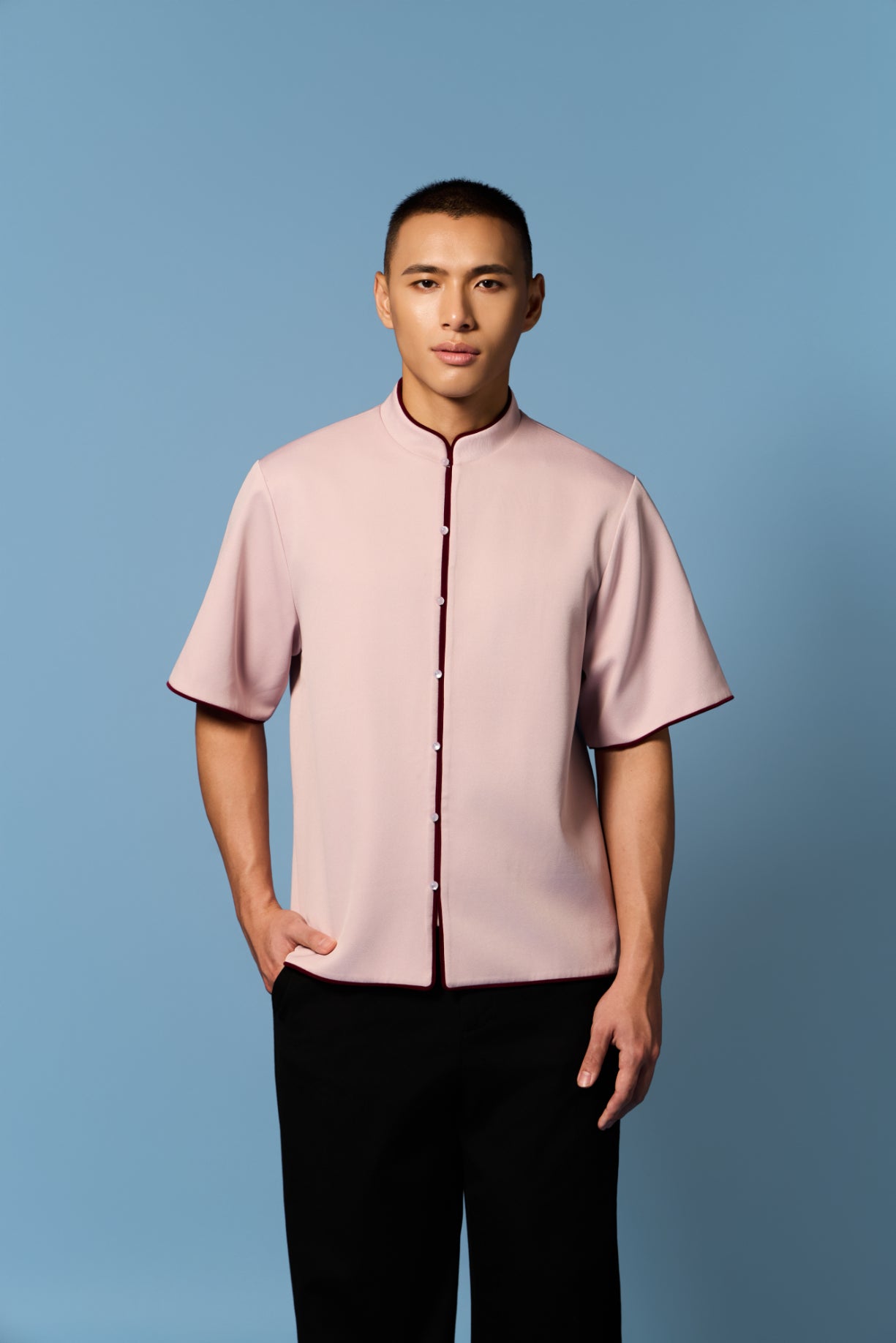 Piped Men’s Top in Pink